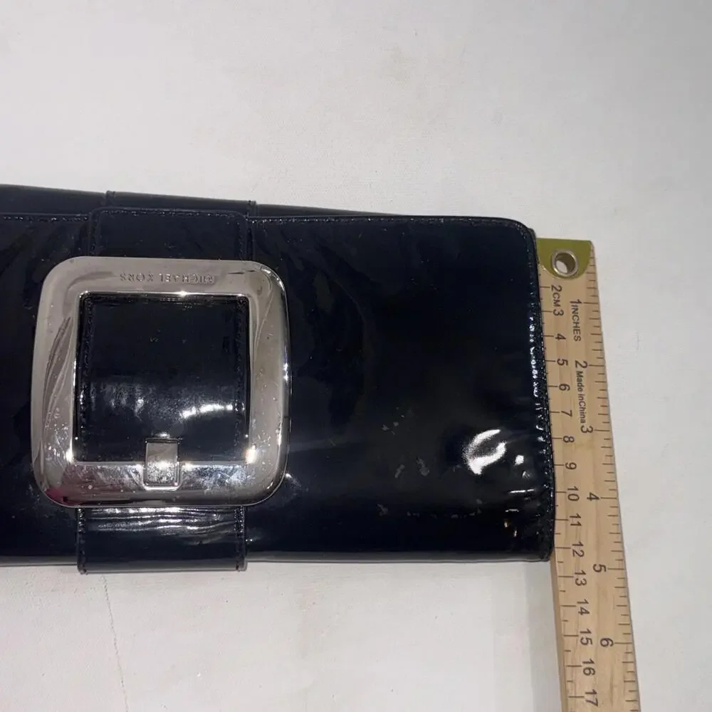 Michael Kors Buckle‎ Black Designer Old Money Minimalist Patent Leather Clutch